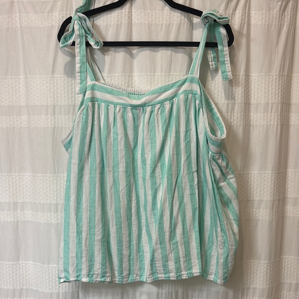 Stoney Clover Lane Green Tie Front Tank Top